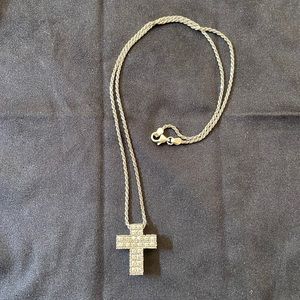 Sterling silver cross necklace with swarovski crystals but not brand Swarovski